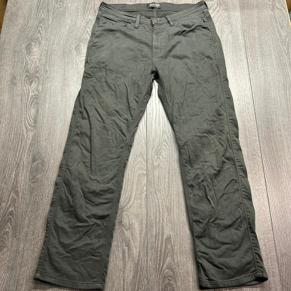 DU/ER Performance Denim 33x30 Straight Fit Pants Charcoal Grey Mens